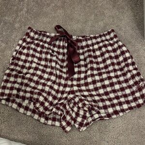 American Eagle Outfitters Burgundy and White Checkered Shorts